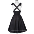 Kate Kasin Sexy Vintage Retro 50s Frauen Ärmelloses Kreuz zurück Baumwolle A-Linie Schwarz Swing Kleid KK000666-1